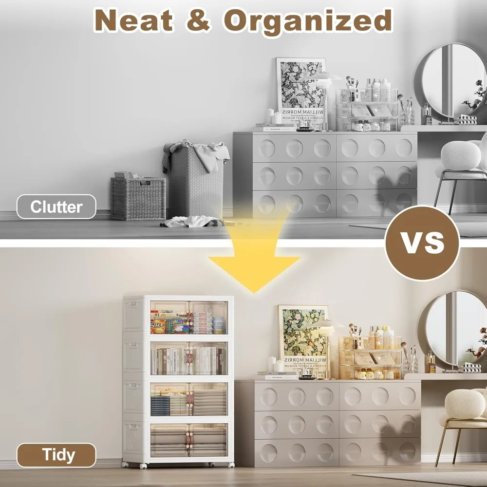 Contenedores de almacenamiento plegables extragrandes de 628QT con ruedas y tapa, contenedores apilables, organizadores de armario abiertos y almacenamiento