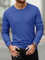 Printemps automne hommes T-shirts à manches longues décontracté hauts couleur unie haute qualité noir T-Shirt classique hommes vêtements 6