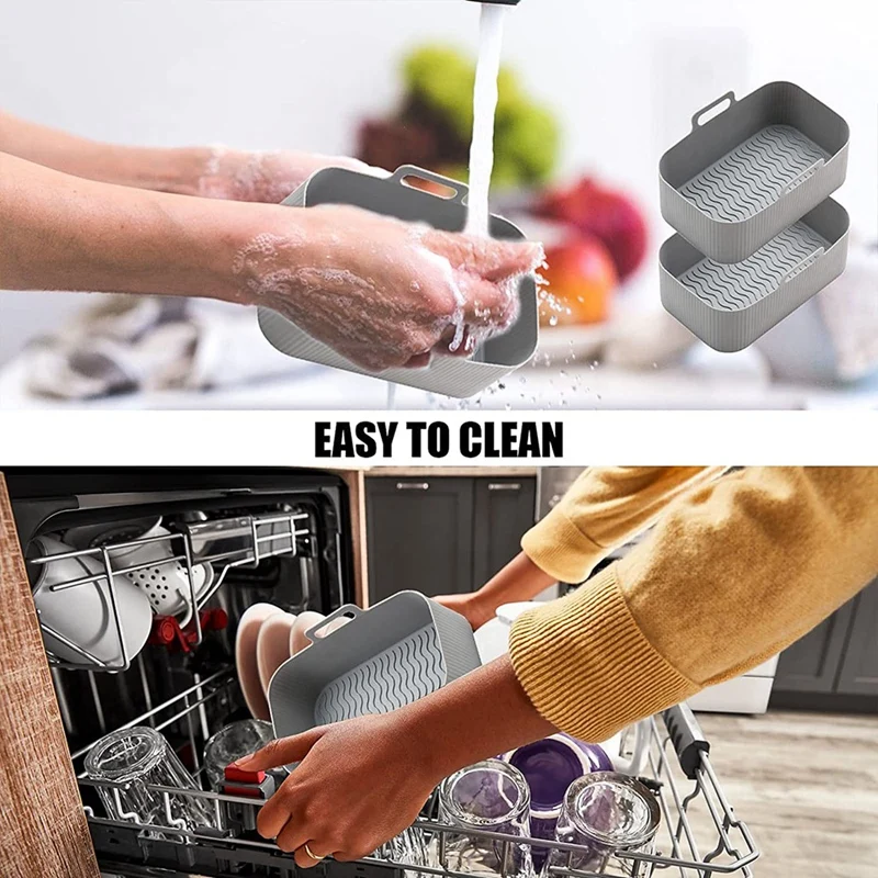 Doublures de friteuse à air réutilisables pour les touristes de la friteuse à air Ninja, doublure en silicone pour les accessoires de friteuse à air Ninja, gris