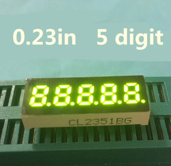 Display LED de tubo digital verde, ânodo comum de 7 segmentos, 0,23 Polegada, 5 bits, 10pcs