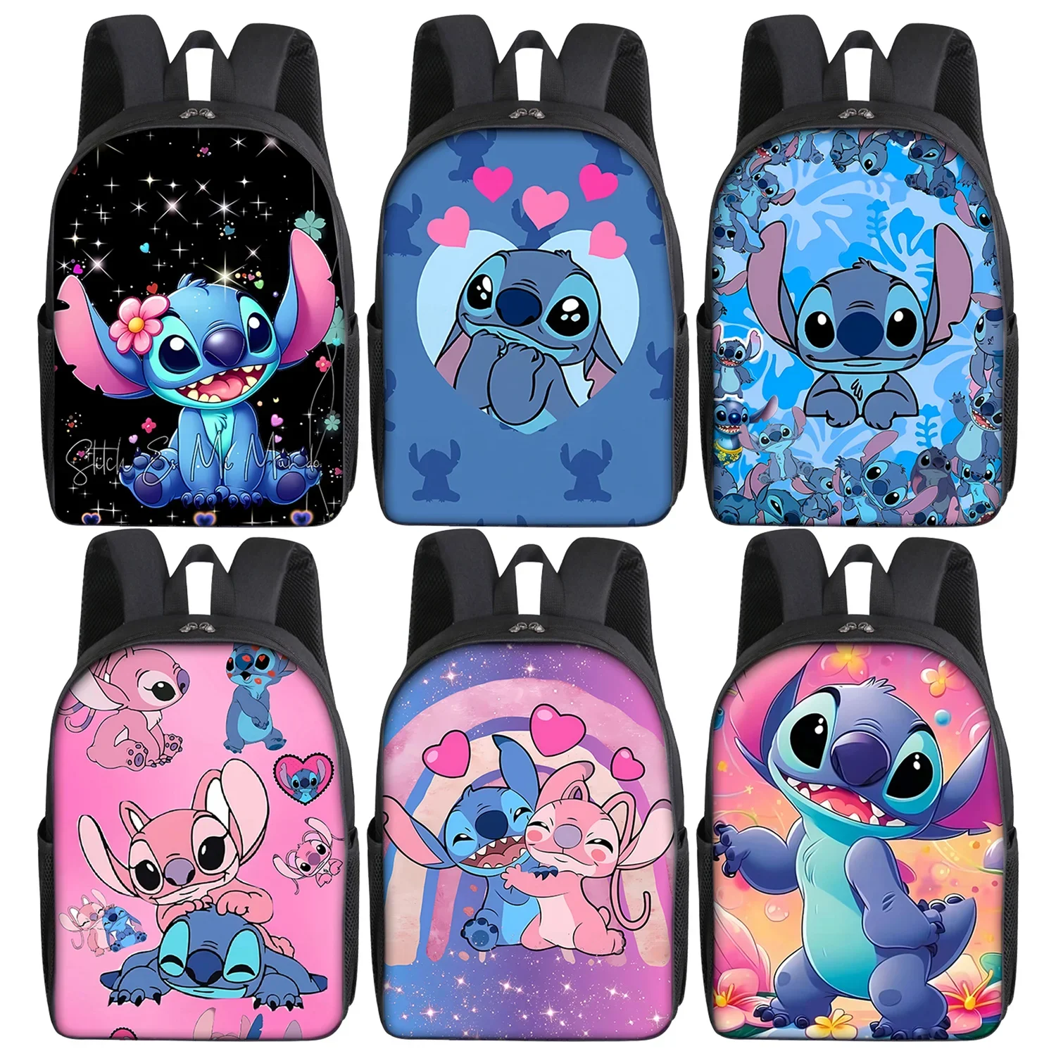 

Stitch Angel Disney Backpack School Bag for Children Cartoon Lightweight Schoolbags Large Capacity Boys Girls Kids Knapsack Gift