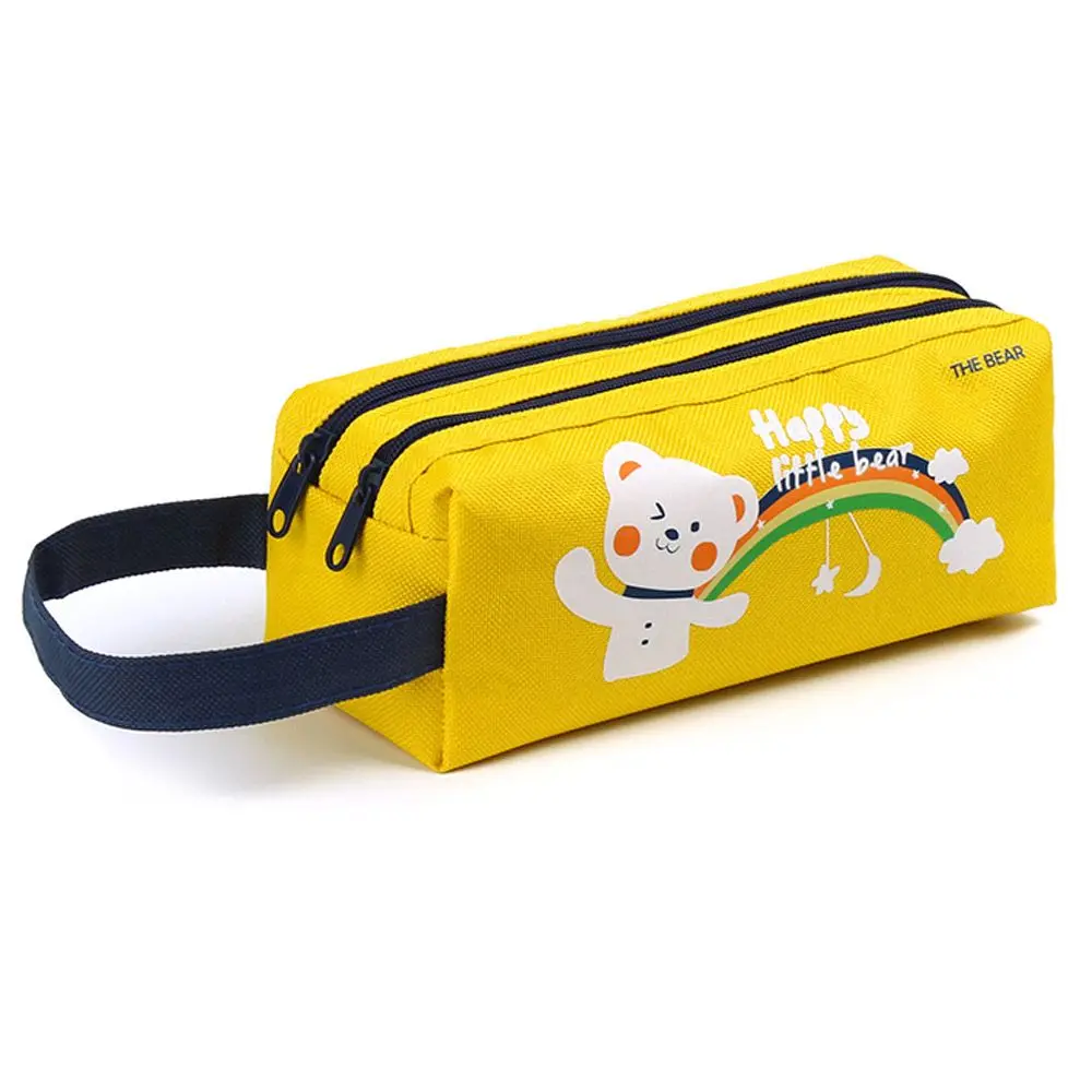 

Креативная коробка для хранения с двойной молнией, сумка-карандаш, канцелярские принадлежности с героями мультфильмов, ткань Оксфорд, двухслойная