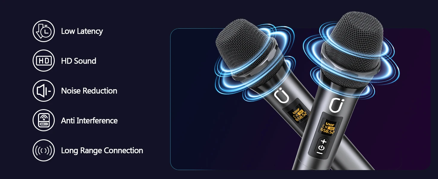 Karaoke-Maschine, tragbarer Bluetooth 5.3-Karaoke-Lautsprecher, PA-System für Erwachsene mit Echo-Einstellung/LED-Leuchten, unterstützt TV/USB/AUX/TF – Detail 8