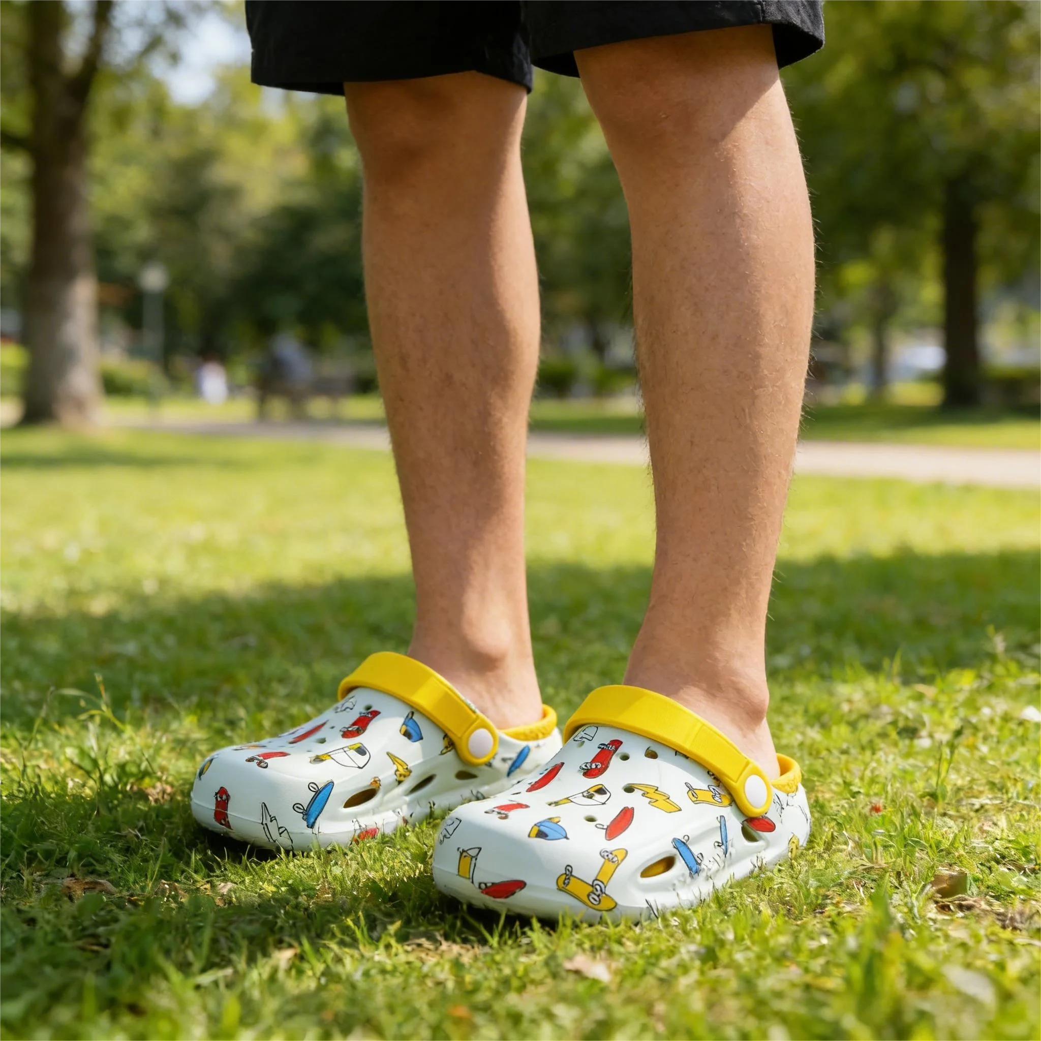 

Детские сандалии из искусственной кожи, летняя пляжная обувь с принтом для детей, дышащая мягкая обувь цвета хаки на толстой подошве, желтые туфли, размер 26-38