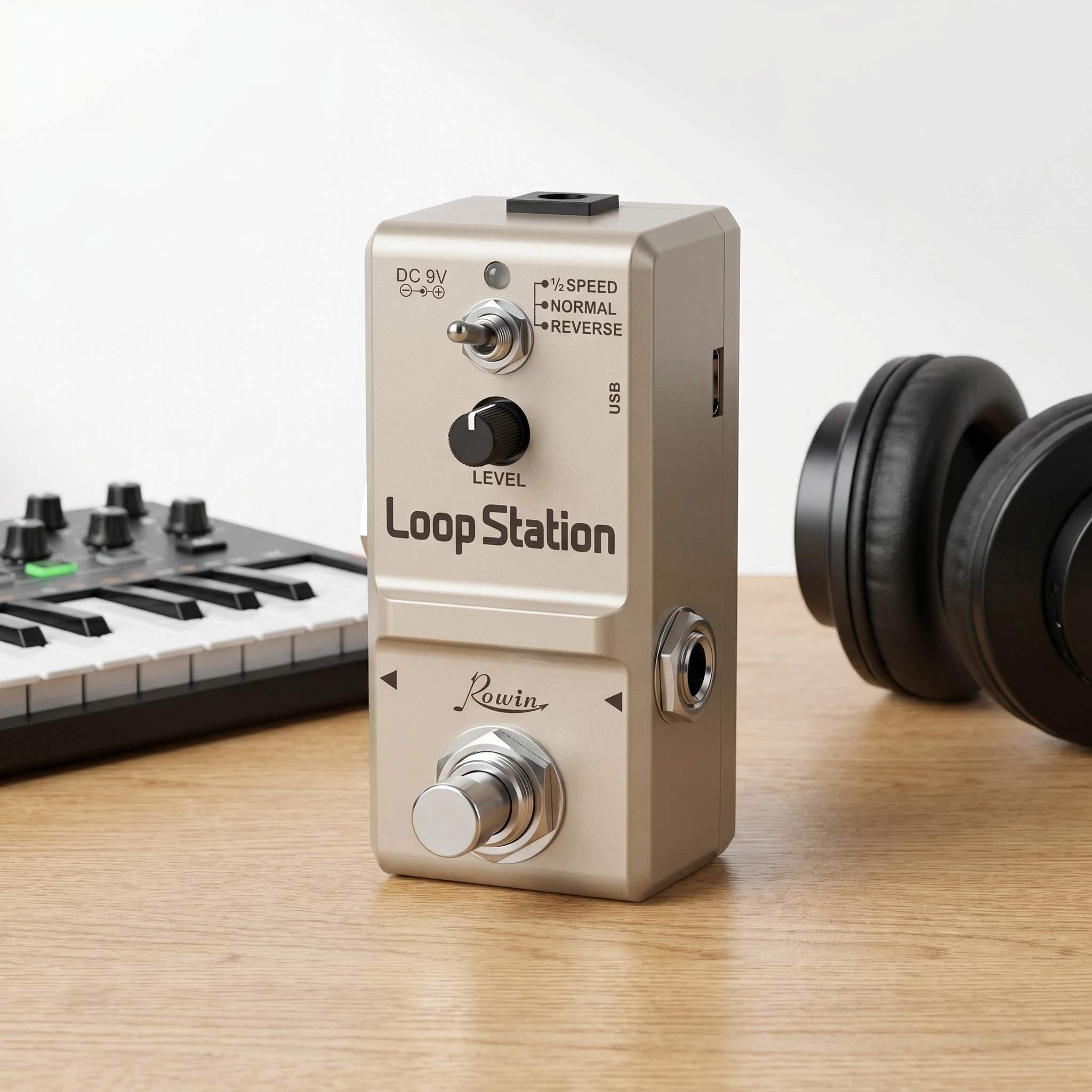 

Педаль лупера Rowin LN-332S, неограниченное количество овердабов, 10 минут лупинга, 1/2 скорости, реверс, стереоэффекты, золотистая, для гитары и баса