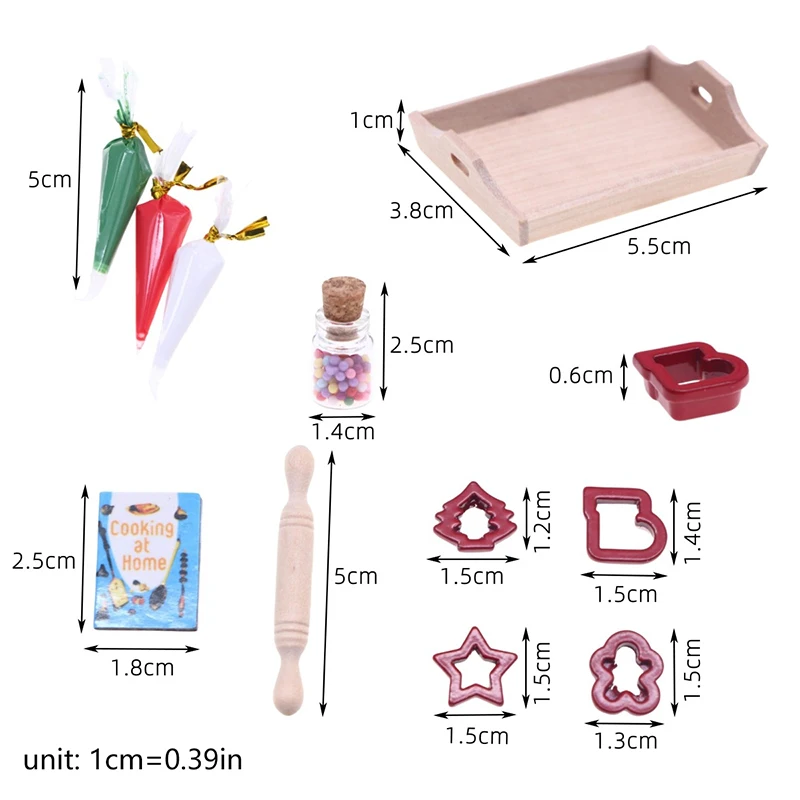 Juego de modelos de utensilios para hornear crema de simulación para casa de muñecas, accesorios de herramientas para hornear de cocina, juguetes de decoración para casa de muñecas, 1/12