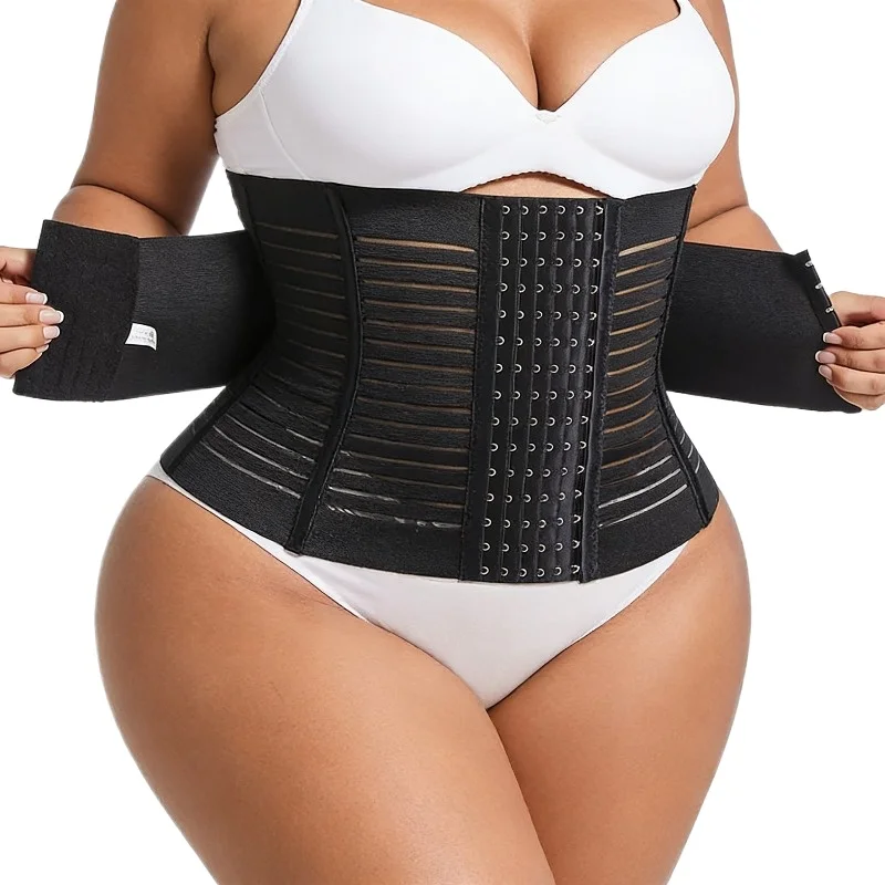 

Женский корсет для тренировки талии с 6-рядными крючками и 7 стальными костями, дышащий корсет для контроля живота, корректирующее белье для похудения после родов