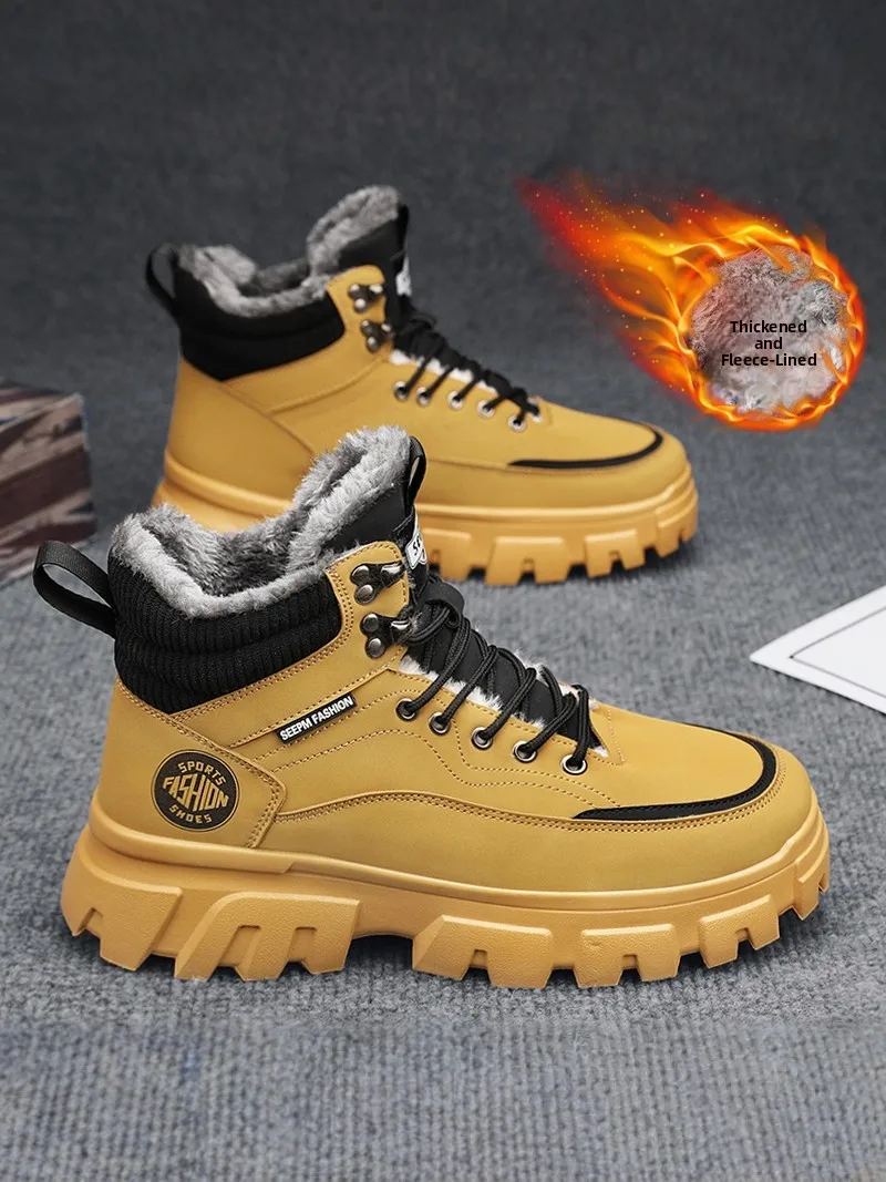 

Men's Winter Boots Warm Fleece Lined High Top Snow Boots Labor Protection Workwear Boots Anti Slip Waterproof