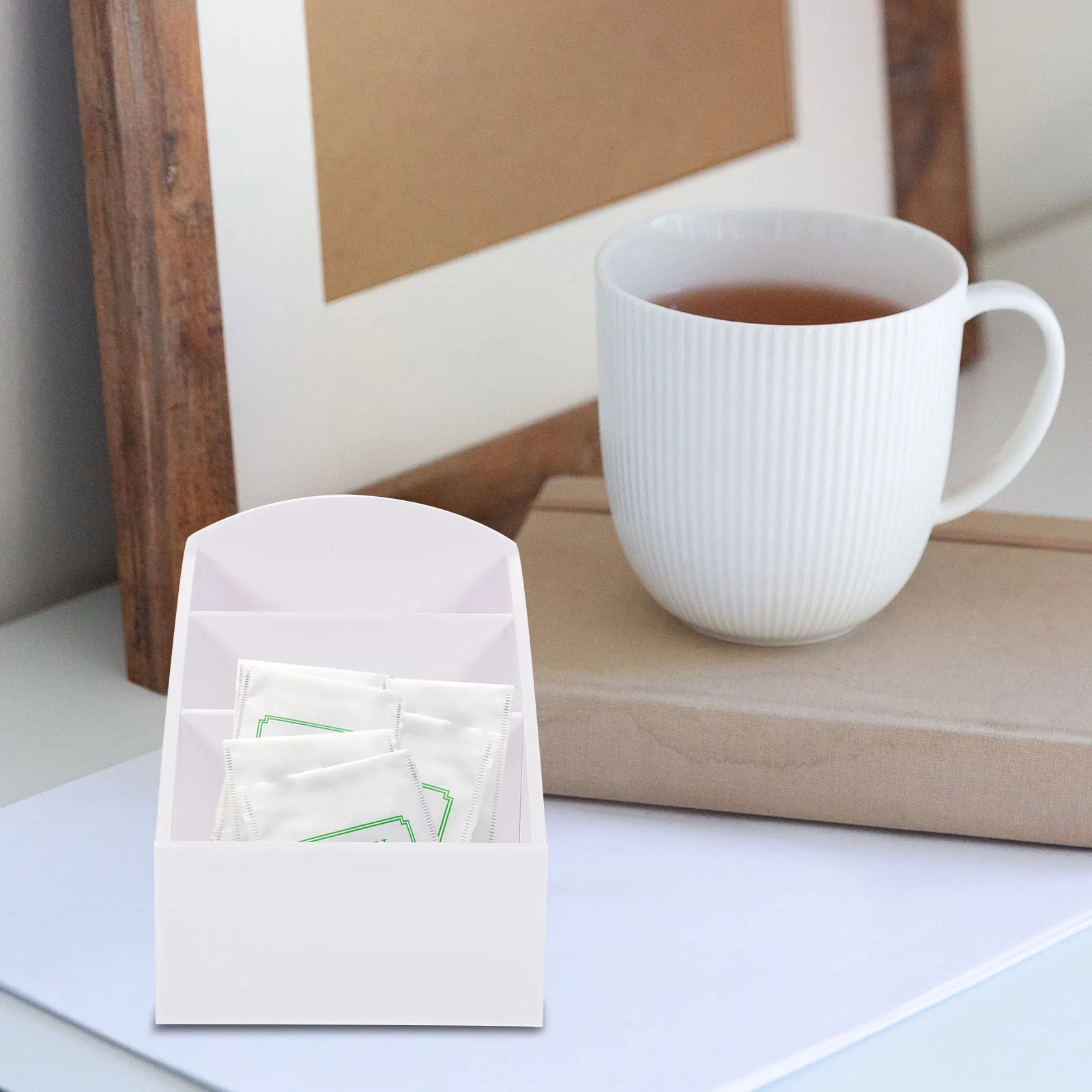 

Hotel Tea Bag Box Acrylic Storage Holder Smooth Edges Desktop Sugar Bag Organizer Coffee Bar Supplies Holder Countertop Coffee
