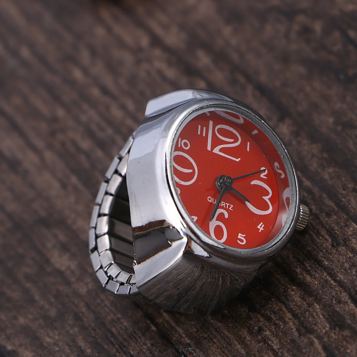 Креативные часы с кольцом, красные часы унисекс из нержавеющей стали с кварцевым механизмом, минималистичный дизайн для повседневной носки, шикарный