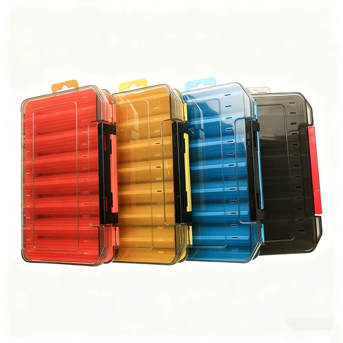 Imagen 2 del producto Cajas de aparejos de pesca, contenedor de cebo de doble capa, cajas organizadoras portátiles, compartimentos, accesorios de pesca, caja de plástico