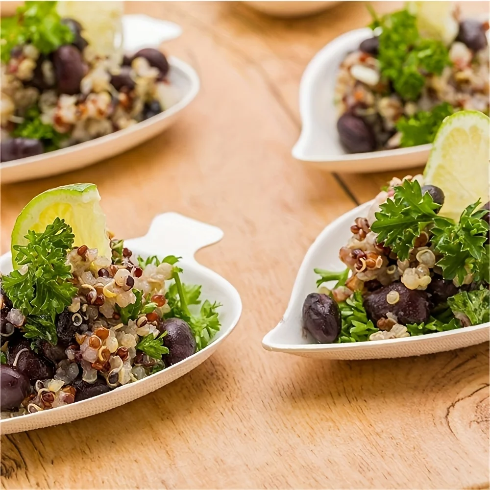 50/100 pces utensílios de mesa descartáveis: recipientes ao ar livre placas compartimento caixas 9.7cm folha aperitivo pratos sobremesa lanche pratos