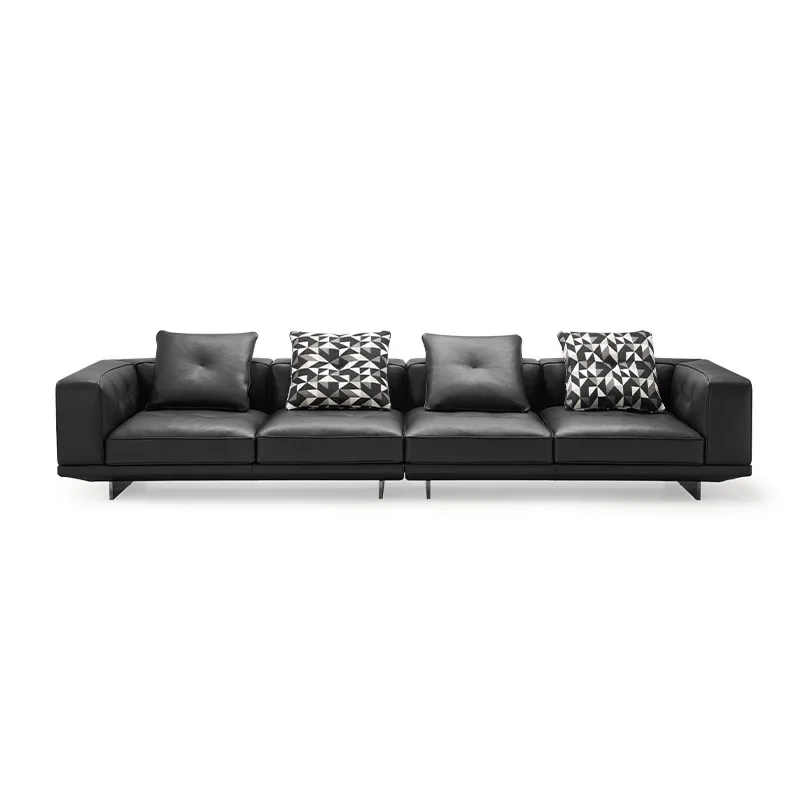 

Minimalist leather sofa high end straight row designer special shaped corner