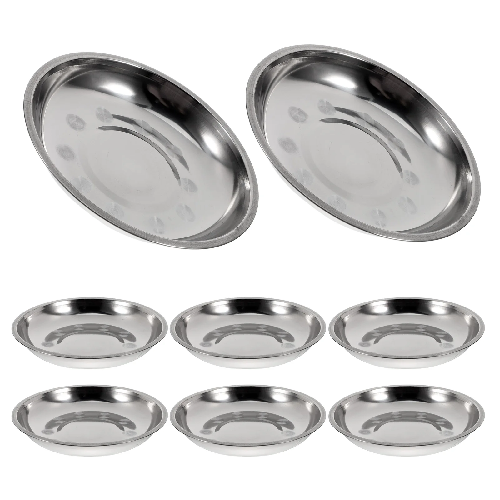

6Pcs Stainless Steel Round Barbecue Plates Deepened Trays Food Storage Dessert Snack Serving Party Picnic Kitchen