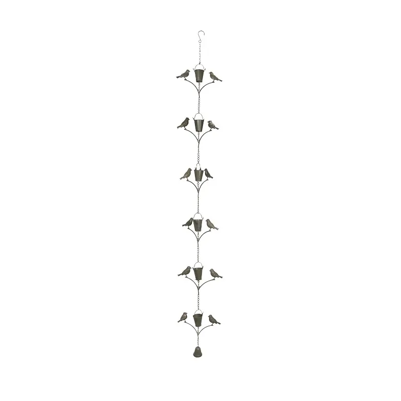 78 Inch Dark Brown Metal Rain Chain Decorative Bird Patio Decor Garden Accent, One Size, Customized