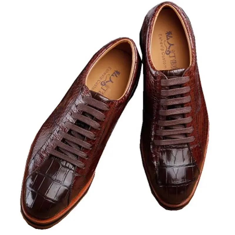 ourui new arrival  crocodile shoes male lace-up Single shoes brown Genuine leather business Men's leather shoes men shoes