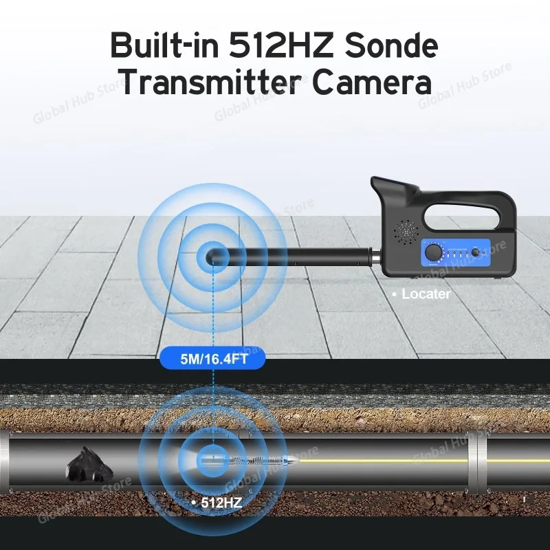 512Hz Locator Receiver Sonde Pipe Sewer Drain Camera  Handheld Detector Positioning