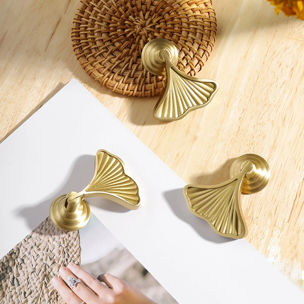 

Ginkgo Leaf Cabinet Knob Decorative Brass Handle for Drawer Dresser Wardrobe Furniture Pulls Cabinet Knobs Drawer Knobs