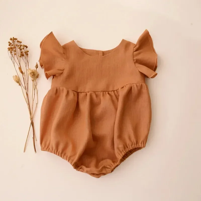 Baby Girl Jumpsuit Summer Newborn Fly Sleeve Bodysuit Lovely Sleeveless Baby Girl Clothing