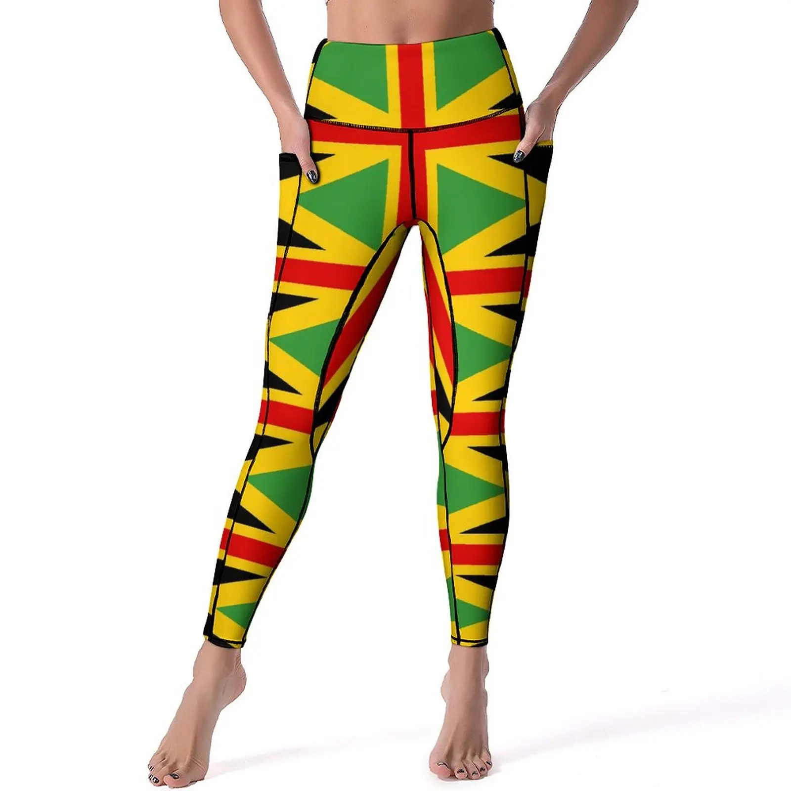 

Jamaican Flag Leggings Sexy British Jamaican High Waist Yoga Pants Retro Elastic Leggins Female Custom Work Out Sports Tights