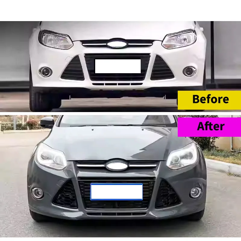 S Style Racing Grills for Ford Focus MK3  2011-2013 ZETEC Car Front Bumper Grilles Hood Body kits Fog Lamp Frame Accessories