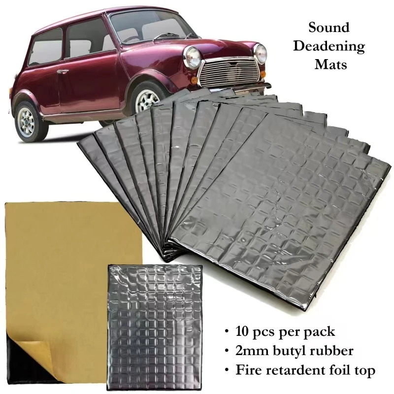 10Pcs Car Sound Mat Proofing Deadener Heat Noise Insulation Deadening Mat Hood Closed Cell Foam Accessories for Car Deadening