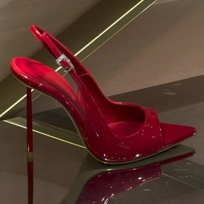 

Женские туфли на высоком каблуке, сексуальные босоножки с острым носком, элегантные летние новинки 2026 года, дизайнерские люксовые туфли-лодочки с ремешком на пятке для вечеринок и свадеб