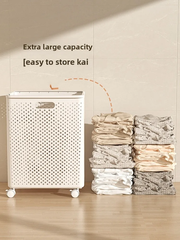 Cesto de Roupa ande com Rodas, Dobrável, para Uso Doméstico, Organizador de Banheiro para Roupas Sujas