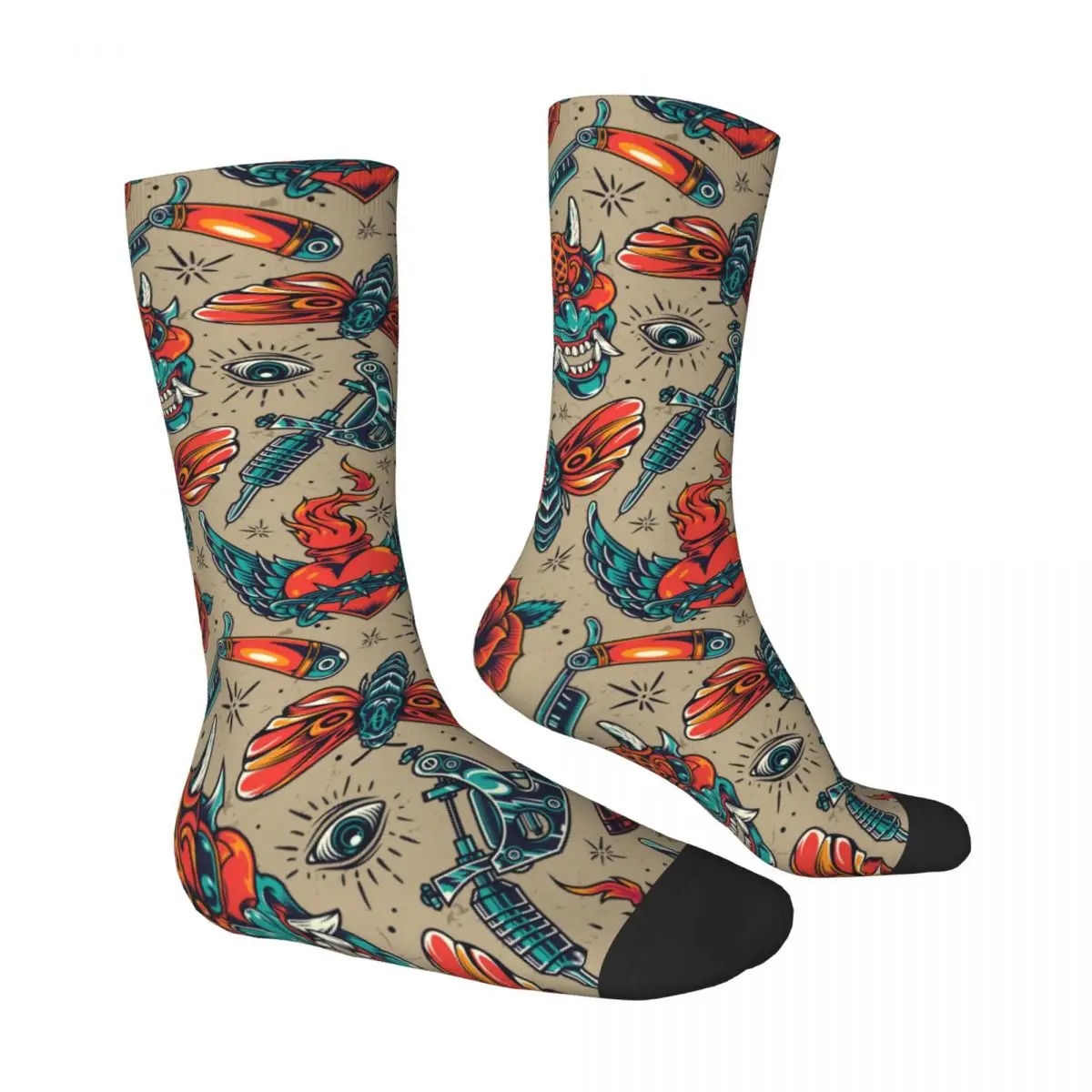 Vintage Colorful Tattoos Socks Male Mens Women Winter Stockings Printed