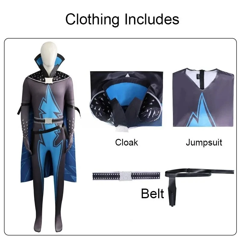 Halloween Megamind Cosplay Jumpsuit And Cloak The Doom Syndicate Megamind's Costumes Carnival Party Superhero Tight Clothing2025