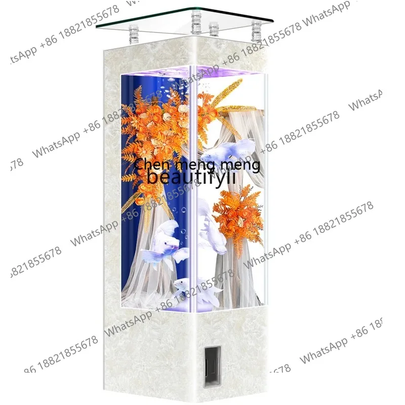 

S7486 ss Light Luxury Household Fish Tank Small Integrated Vertical Change Water Back Filter Floor Loop Filter Fish Globe