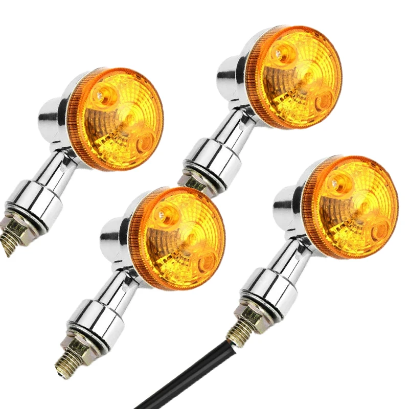 

4PCS Motorcycle Turn Signal Lights Indicator Lamp Chrome Amber Flashers For Honda Cafe Racer Bobber Yamaha Suzuki Cruiser Parts