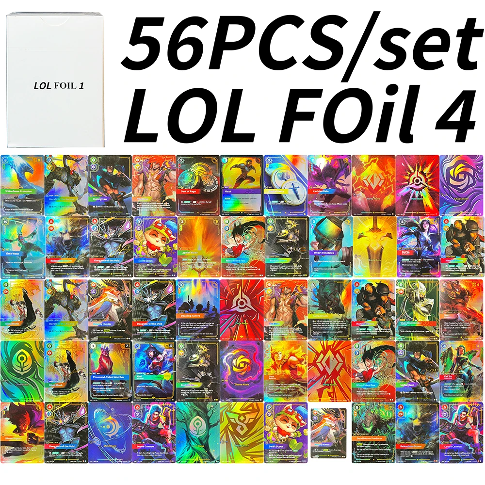 

Набор из 56 карт Riftbound League of Legends TCG: OGN-карты, Nine-Tailed Fox, Loose Cannon, Blind Monk, Kai'Sa, Hand of Noxus (совместный выпуск)