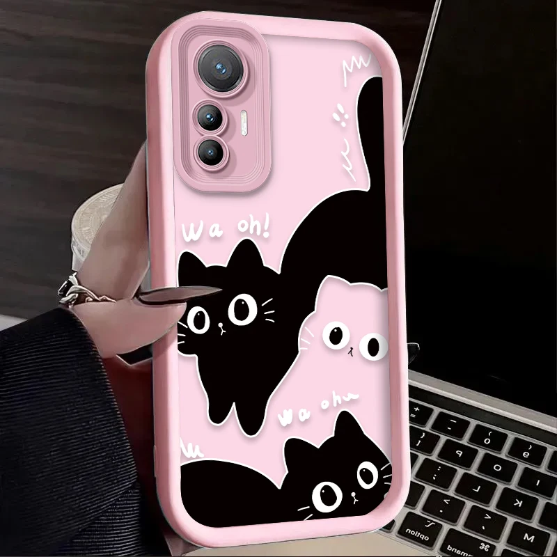 Schöne schwarze Katze Handyhülle für Xiaomi Poco x7 X6 X5 X4 GT X3 NFC F7 F6 F5 F4 F3 M5s C65 C75 M6 Pro 4G 5G stoßfeste Vollabdeckung