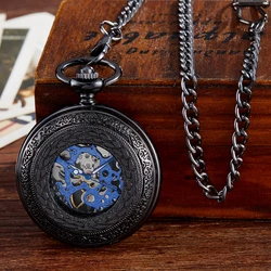 Vintage Unisex Charm Black Fashion Roman Number Quartz Steampunk Pocket Watch Women Man Necklace Pendant with Chain Gifts