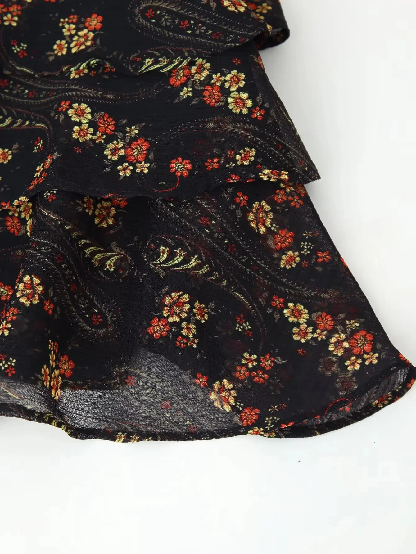 Robes en mousseline de soie à volants, imprimé Floral, demi-col roulé, ligne a, Mini robe élégante pour dames, nouvelle collection automne