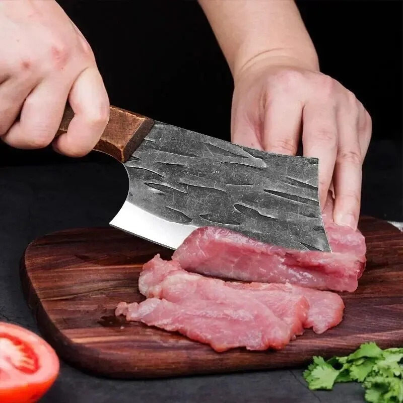 Mini Cleaver Knife Kitchen Knife with Wooden Handle Slicescutting Fish Maw Scale-Scraping Handle Boning Butcher Knife