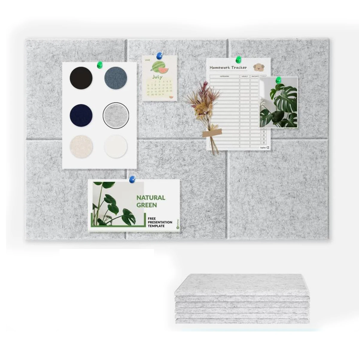 Large Wall Decor Stickers Felt Cork Tiles Self-Adhesive Thickned Sound Insulation Acoustic Panels Bulletin Note Pin Memo Boards Soundproof Pad DIY for Office Home School Room Background Decorative