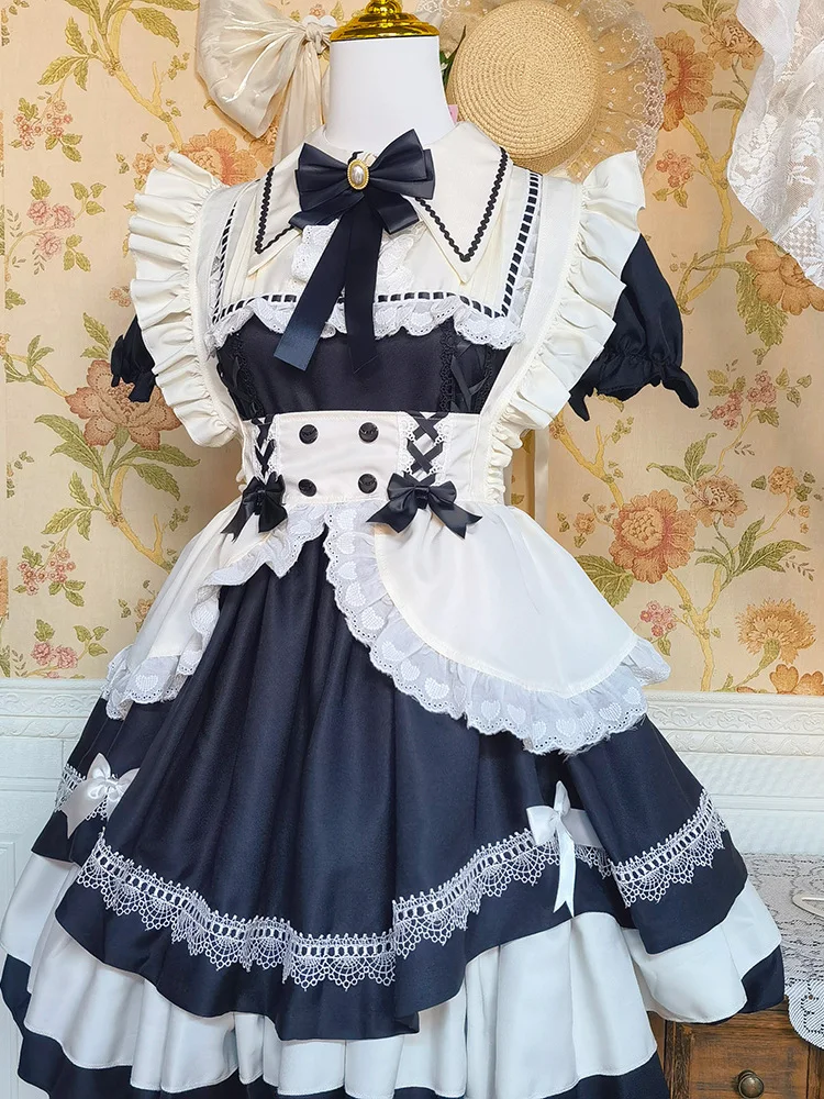 

Original Lolita Dress Japanese Maid Cosplay Gothic Lolita Waist Cincher Outfit Ready Stock