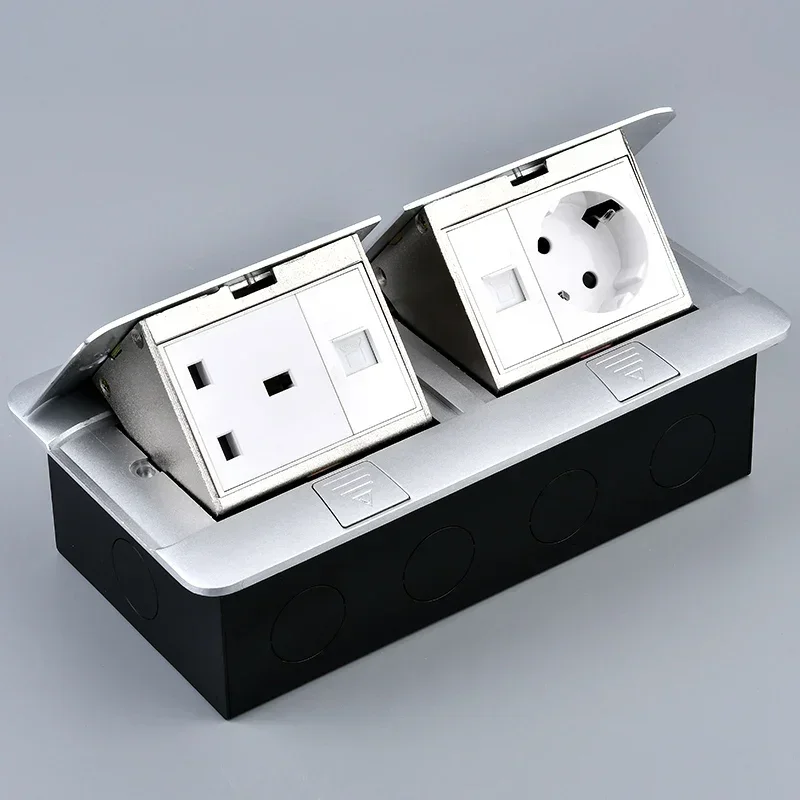 Desktop Socket Table Outlet With USB Charging Cover Slow Pop Up Electrical Socket For Meeting Room 2 3 EU Socket 120x220mm