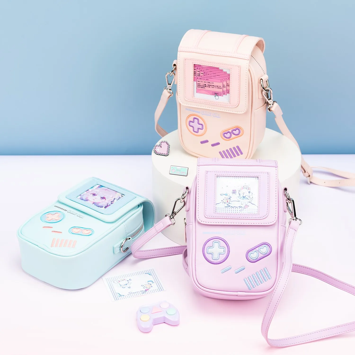 GeekShare Game Girl Bag For Women Kawaii Light Blue One Shoulder Bags Girl 2022 New Fashion Messenger Bag Super Cute With Strap