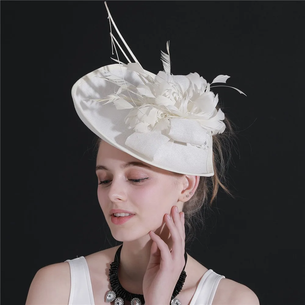 Sombrero fascinador de malla con plumas y flores, banda para el cabello, fiesta de noche, boda, té, nuevo