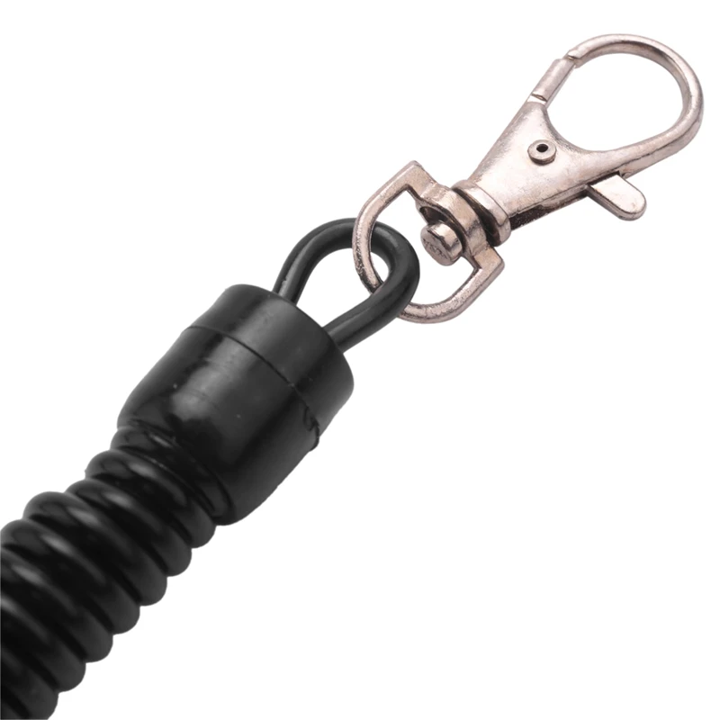 8X Lobster Clasp Black Spring Stretchy Coil Cord Strap Keychain Key Chain Rope
