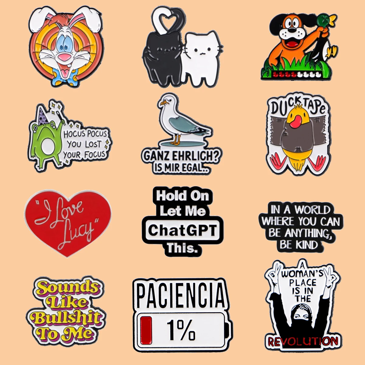 Animal Quotes Enamel Pins Rabbit Brooch Lapel Pins Badge on Backpack Clothing Accessories Fashion Jewelry Friends Gifts