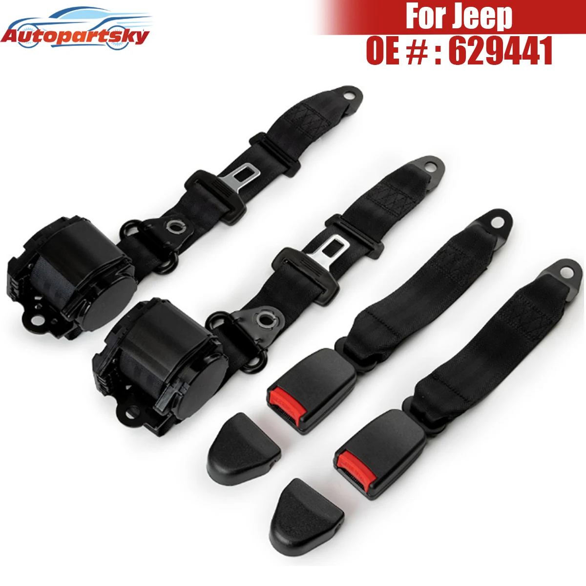 

Auto Parts 2PCS Universal 3-Point Retractable Seat Belts 629441 For Jeep CJ YJ Wrangler 1982-1994 1995 Car Accessories New