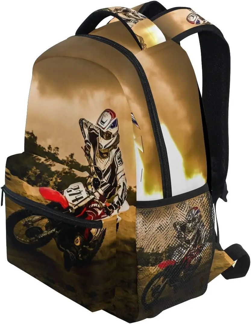 Lightweight Dirt-Bike Motocross Motorcycle Vehicle Backpacks Women Bags Men Bookbag