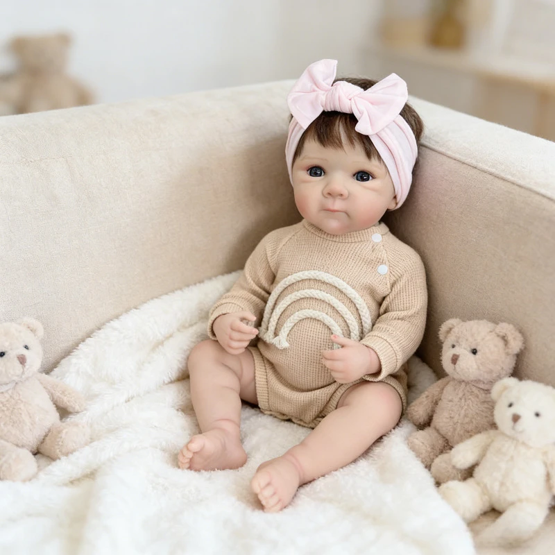 48cm Neugeborenen-Größe Reborn Bettie Lebensechte Weiche Baby-Mädchenpuppe Kann als Badespielzeug Verwendet Werden