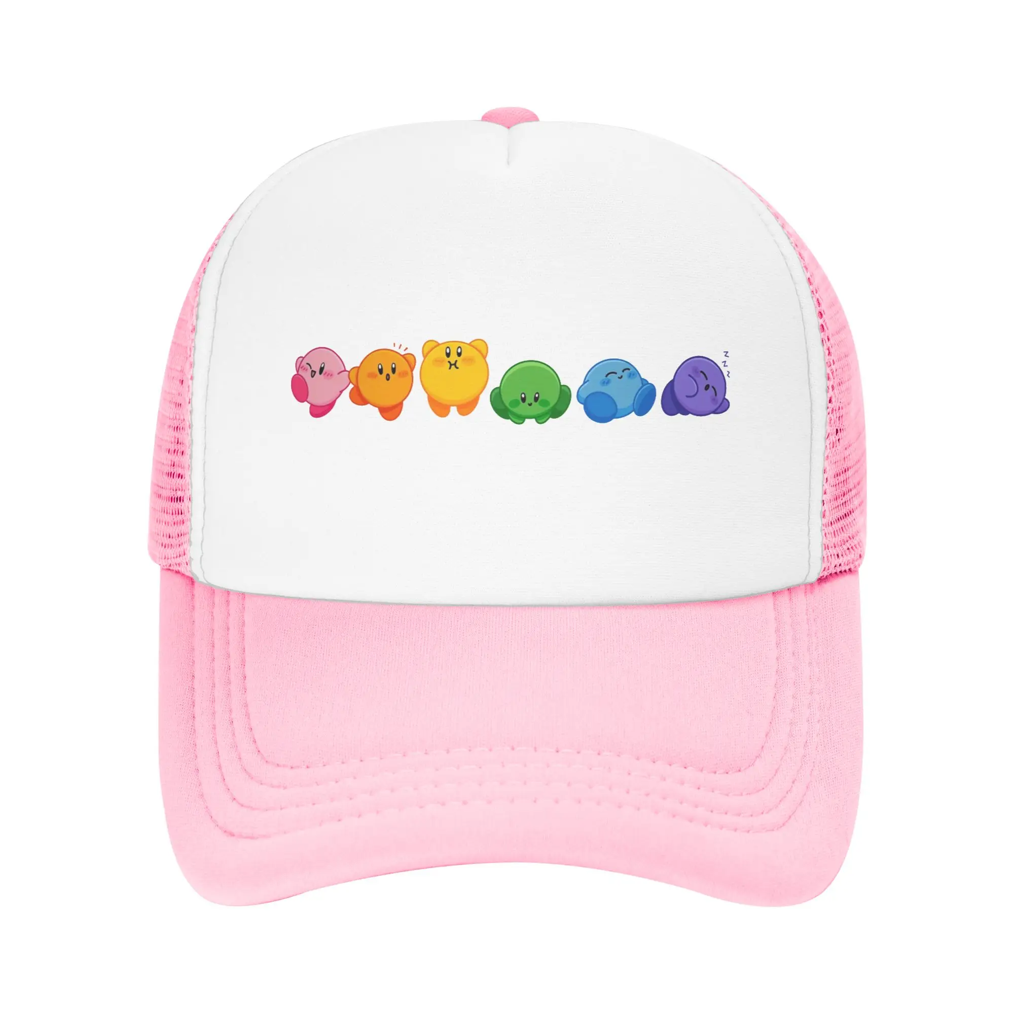 Gorras de béisbol de malla vintage para adultos, estilo camionero, con diseño de Kirby Rainbow, gorras snapback, gorras tipo papá, gorras para el sol, gorras deportivas transpirables, venta al por mayor, novedad