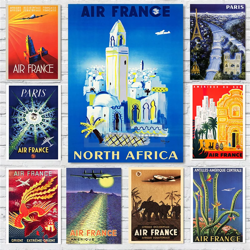 Air France Vintage Travel Poster Europe France Tourism Prints Canvas Painting Wall Art Pictures Home Living Room Vintage Decor