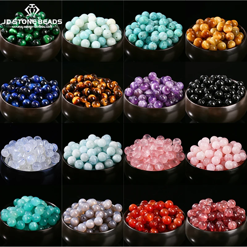 Wholesale Natural Tiger Eye Stone Agate Quartz Bead Round Loose Spacer Beads for Jewelry Making DIY Necklace Bracelet Accessory
